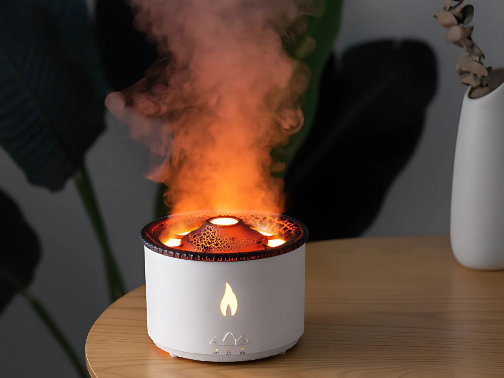 Volcano Air Humidifier and Aroma Diffuser with RGB LED Light (0)
