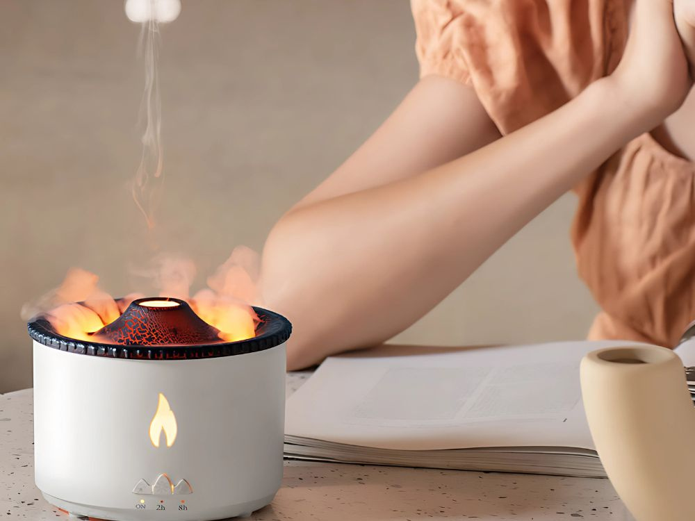 Volcano Air Humidifier and Aroma Diffuser with RGB LED Light (1)
