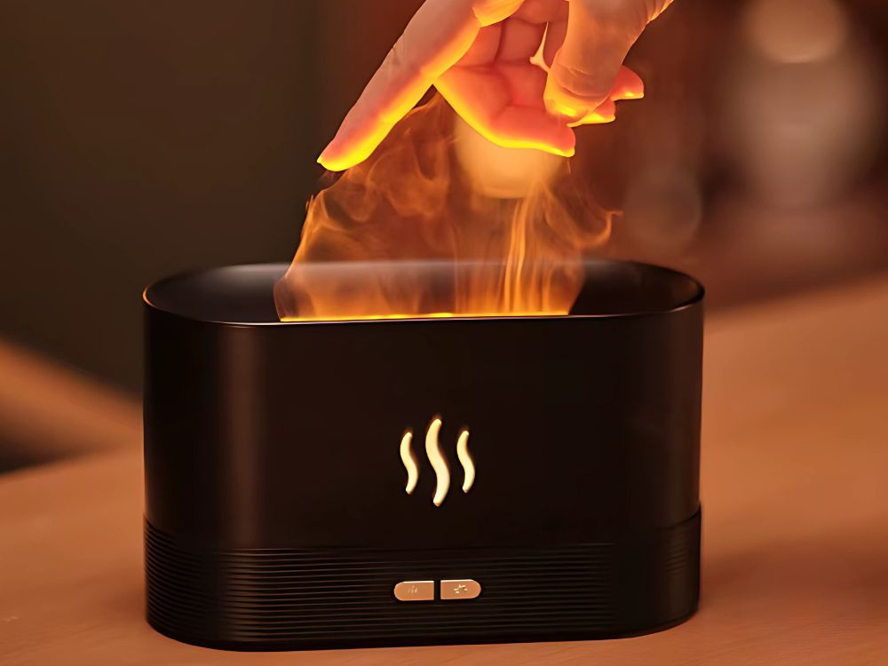 Flame Effect Air Humidifier and Aroma Diffuser with RGB LED Light (1)