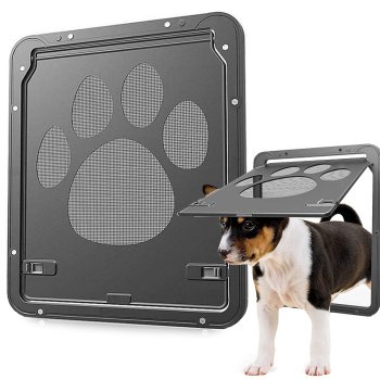 Pet Door with Swing Flap for Cats and Dogs, Black