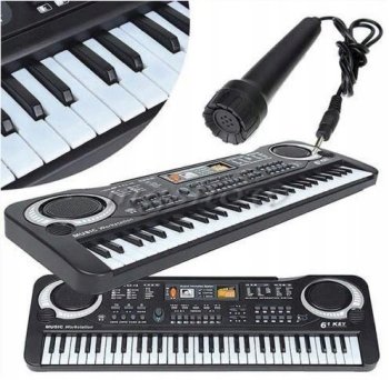 Children's Piano Synthesizer Keyboard with Microphone, 61 keys