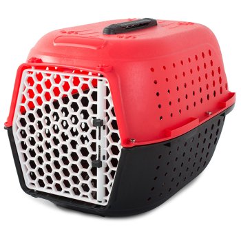 Sturdy pet carrier crate for dogs, cats, rabbits, 48 cm, red
