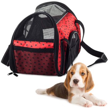 Soft-Sided Pet Travel Carrier for Small Dogs, Cats, and Rabbits, Red