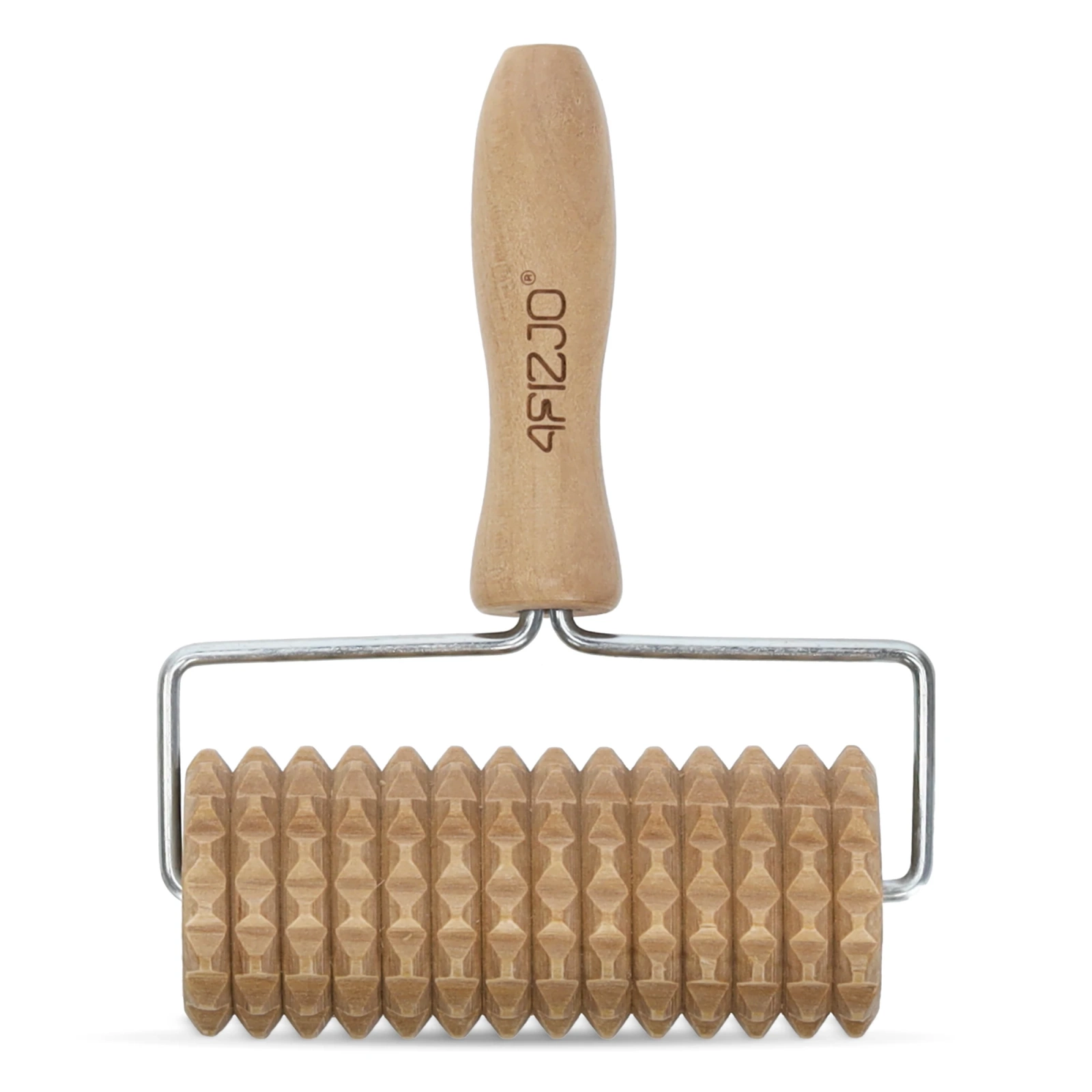 4FIZJO Wooden Body Massage Roller with Handle, Large, Brown
