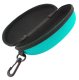 Hard Shell Glasses Case with Zipper and Clip, Turquoise