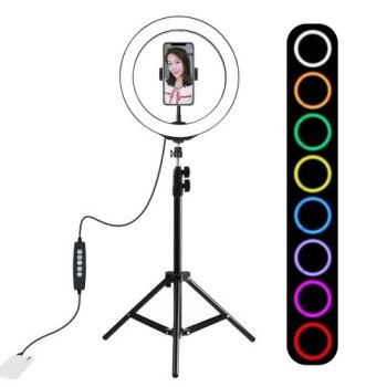 Puluz LED RGB Vlogging Ring Photo Video Light Lamp 30cm + Tripod Mount 1.1 m