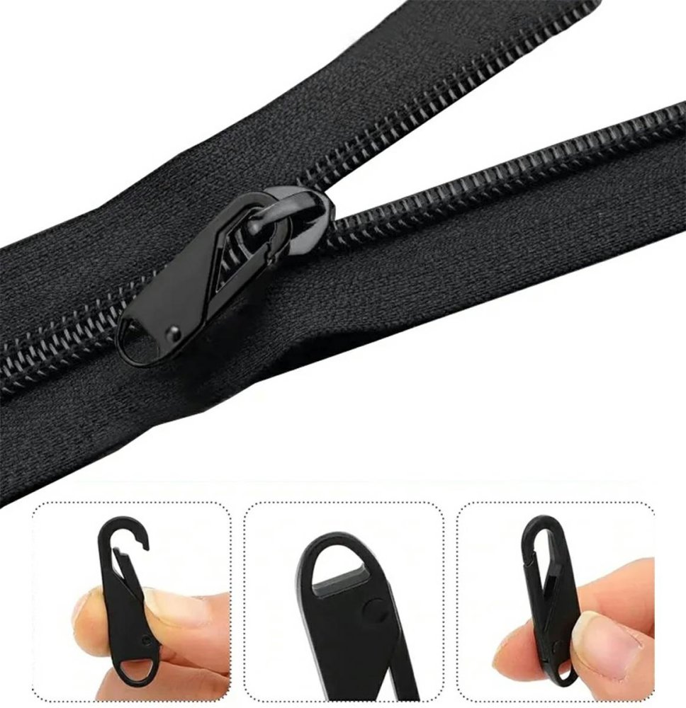 Zipper Pull Replacement Tab for Quick Repair, Black (1)
