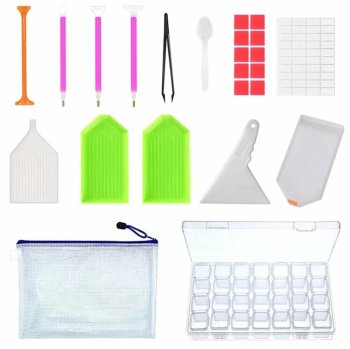 Diamond painting accessories kit with storage container and tools