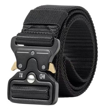 Tactical Webbing Belt with Quick Release Buckle, Black