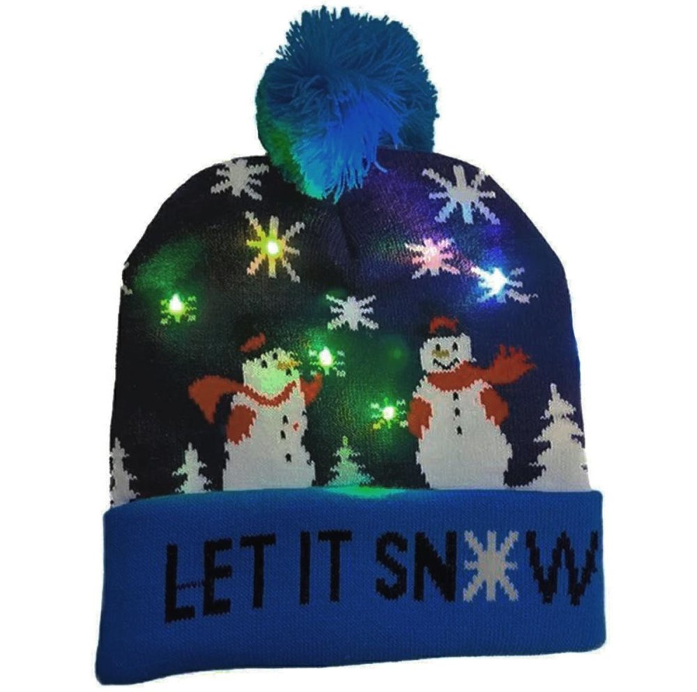 LED Christmas Hat with Light Up Snowman Pattern (0)