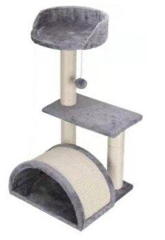 3-Level Cat Tree Scratching Post with Toy 72 cm, Grey-Brown