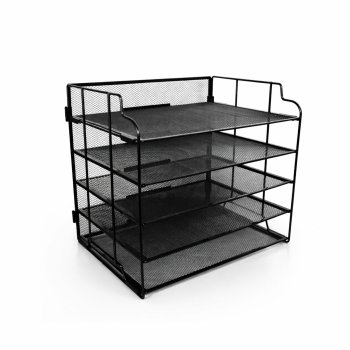 5-Tier Desk Document Organizer A4 Metal Mesh Paper Sorter, Black