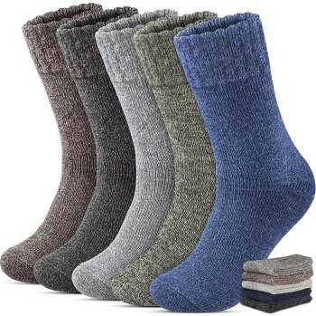 Men's Warm Winter Socks 5 Pair Pack, Size 39-45, Multicolor