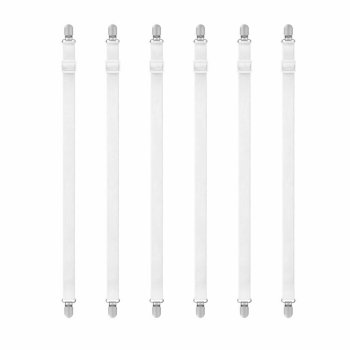 Bed Sheet Fasteners and Elastic Straps 50-230cm 6 Pcs, White