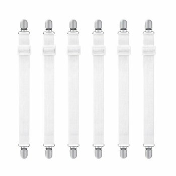 Adjustable Bed Sheet Fasteners 6 Pieces, White