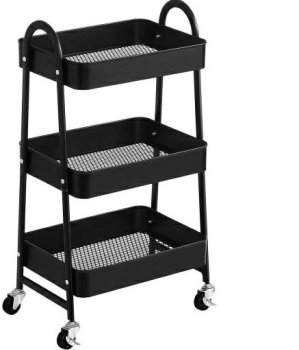 3-Tier Rolling Cart Mobile Storage Organizer, Black