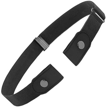 Elastic belt for trousers without buckle, black