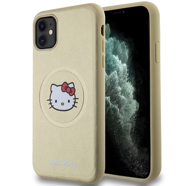 Apple iPhone 11 6.1'' Hello Kitty Leather Kitty Head MagSafe Cover Case, Gold