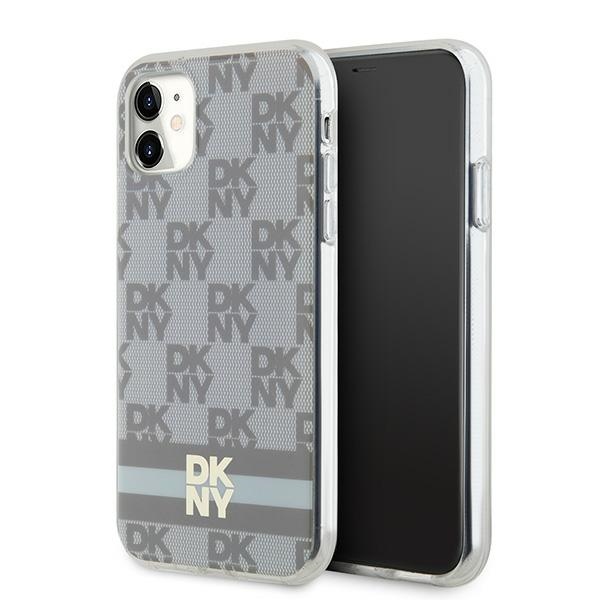 Apple iPhone 11 6.1'' DKNY IML Checkered Mono Pattern Printed Stripes MagSafe Case Cover, Beige