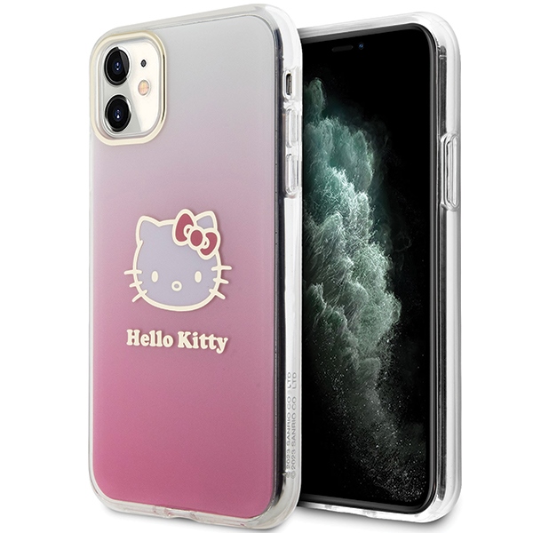 Apple iPhone 11 6.1'' Hello Kitty IML Gradient Electrop Kitty Head Cover Case, Pink