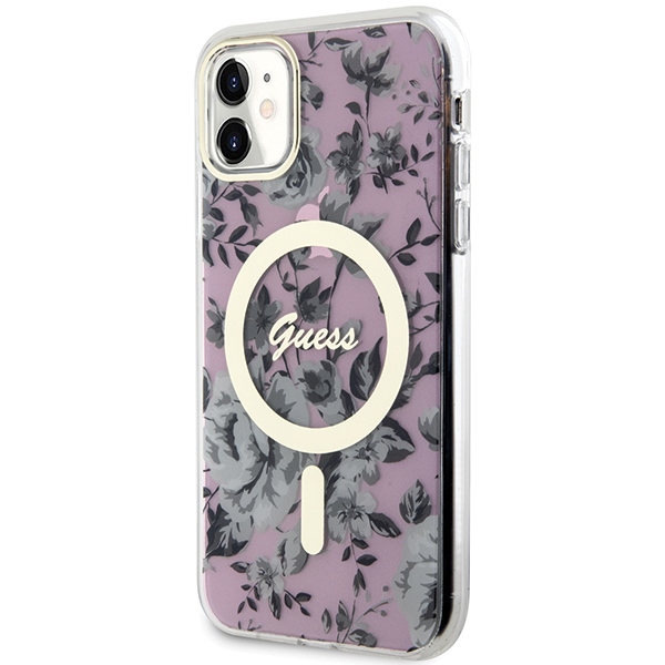 Apple iPhone 11 6.1'' Guess Flower MagSafe Case Cover (GUHMN61HCFWSP), Pink (0)