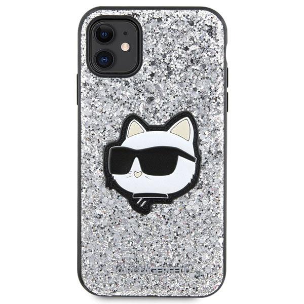 Apple iPhone 11 6.1" Karl Lagerfeld Glitter Choupette Patch Case Cover (KLHCN61G2CPS), Silver (1)