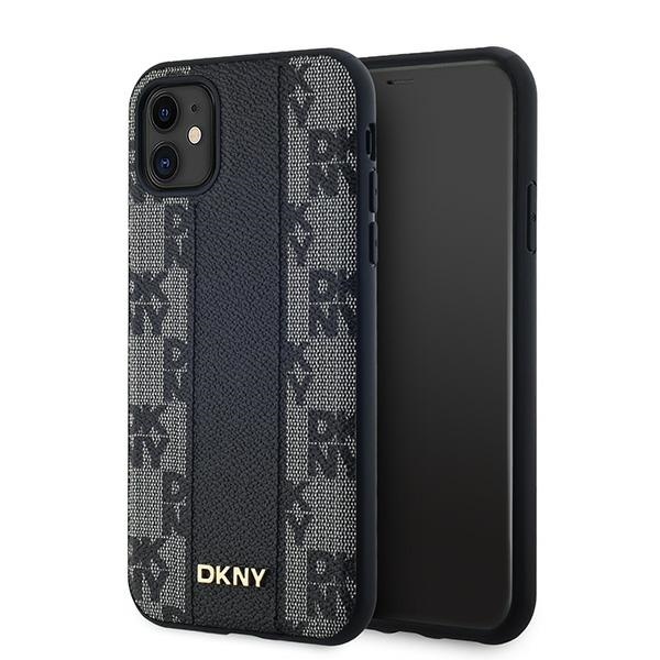 Apple iPhone 11 6.1'' DKNY Leather Checkered Mono Pattern MagSafe Case Cover, Black