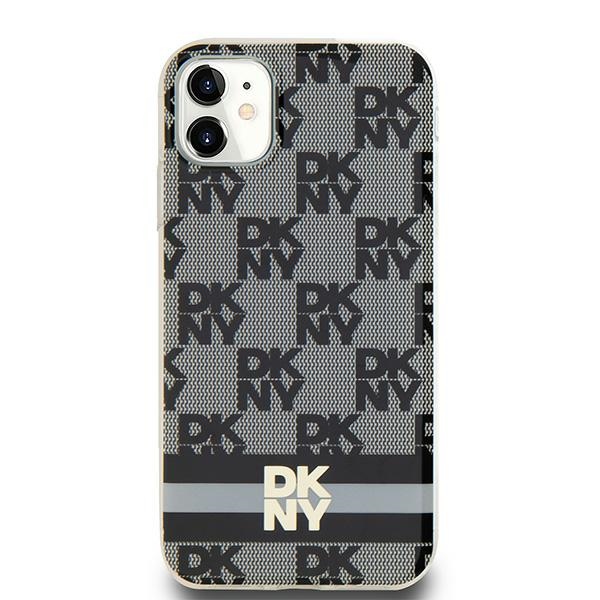 Apple iPhone 11 6.1'' DKNY IML Checkered Mono Pattern Printed Stripes MagSafe Case Cover, Black