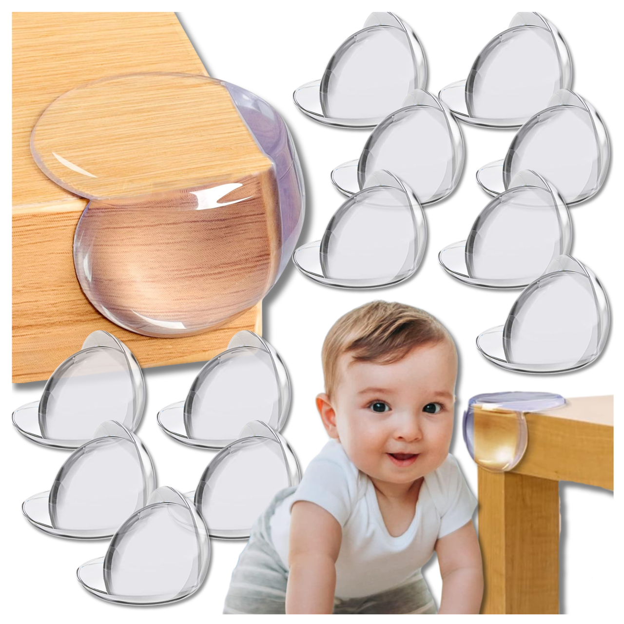 Nicekids Round Corner Protectors for Furniture, 12 Pack, Clear