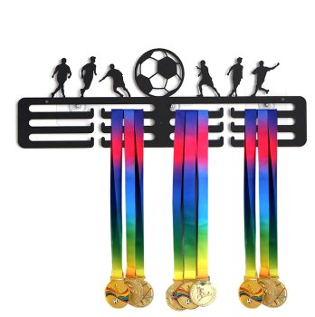 Steel medal holder for football, 40 cm, black