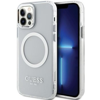 Apple iPhone 12 / 12 Pro 6.1'' Guess Metal Outline Magsafe Case Cover (GUHCP12SLSVSBK), Silver