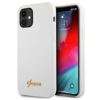 Apple iPhone 12 mini 5.4'' Guess Metal Logo Script Case Cover (GUHCP12SLSLMGWH), White