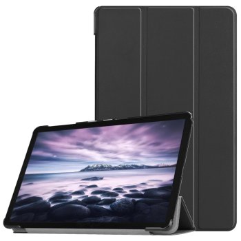 Samsung Galaxy Tab A 10.5 (SM-T590 T595) Trifold Stand PU Leather Hard Protective Cover Case, Black