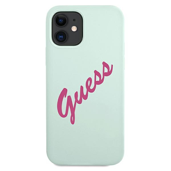 Apple iPhone 12 mini 5.4'' Guess Silicone Vintage Case Cover (GUHCP12SLSVSBF), Blue Fuschia (1)