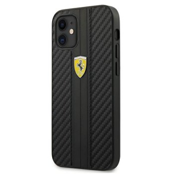 Ferrari iPhone 12 mini Case On Track PU Carbon, Black