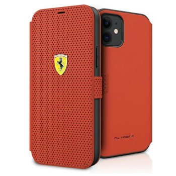 Ferrari iPhone 12 mini Wallet Case On Track Perforated, Red