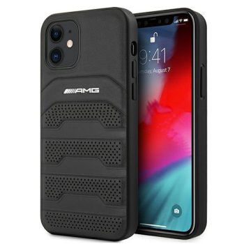 Apple iPhone 12 mini 5.4'' AMG Leather Debossed Lines Case Cover (AMHCP12SGSEBK), Black