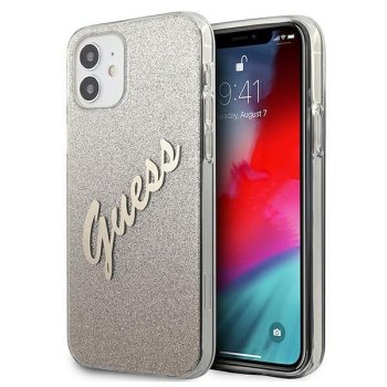 Guess iPhone 12 mini Case Glitter Gradient Script, Gold