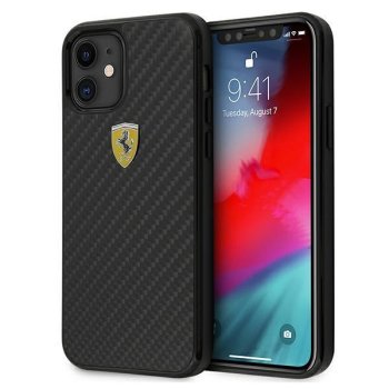 Ferrari iPhone 12 mini Case On Track Real Carbon, Black