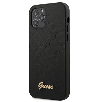 Apple iPhone 12 Mini 5,4" Guess GUHCP12SPUILGBK Black Hard Case Cover Iridescent Love Script Gold Logo