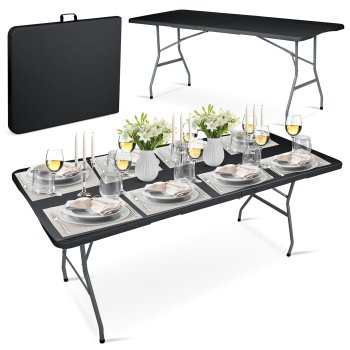 Plonos Black 180 cm Foldable Garden Table – Durable Outdoor Dining Furniture