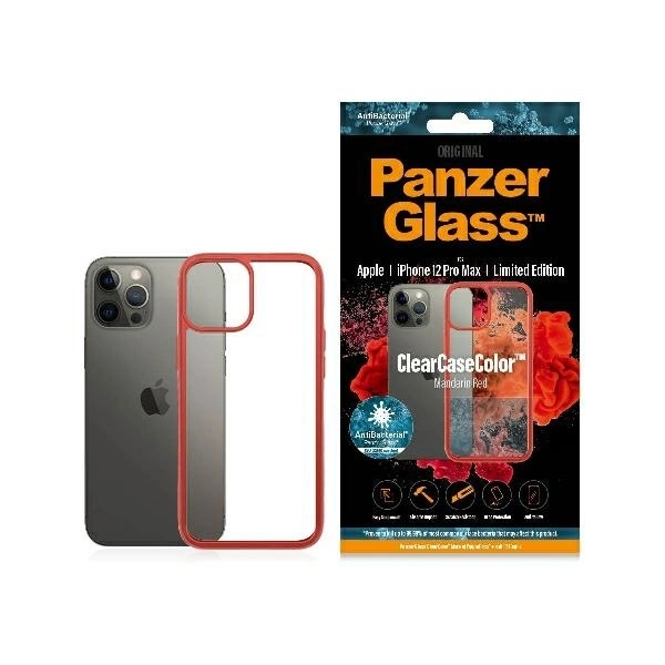 Apple iPhone 12 Pro Max 6.7'' PanzerGlass ClearCase Case Cover, Transparent and Red