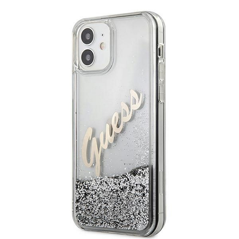 Apple iPhone 12 Pro Max 6.7'' Guess Glitter Vintage Script Case Cover (GUHCP12LGLVSSI), Silver (0)