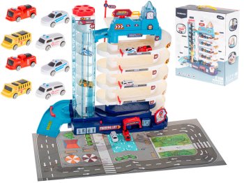 Kids Toy Parking Garage with Elevator + 8 Cars