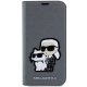 Karl Lagerfeld iPhone 14 Bookcase Saffiano Karl & Choupette, Silver
