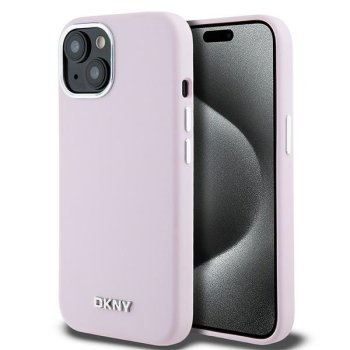 Apple iPhone 14 6.1'' DKNY Liquid Silicone Small Metal Logo MagSafe Case Cover, Pink