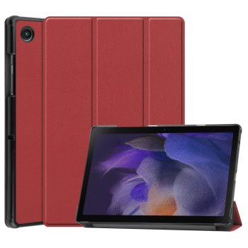 Samsung Galaxy Tab A8 10.5 (2021) (2022) (SM-X200/X205) Trifold Stand PU Leather Hard Protective Cover Case, Wine Red