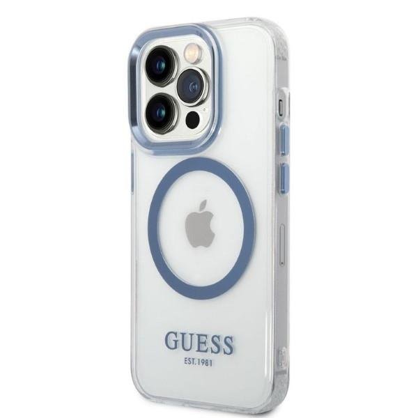 Apple iPhone 14 6.1'' Guess Metal Outline Magsafe Case Cover, Blue (0)