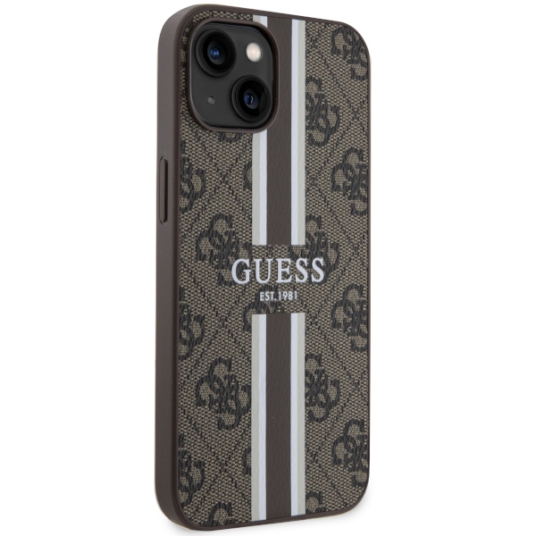 Apple iPhone 14 6.1'' Guess 4G Printed Stripes MagSafe Case Cover (GUHMP14SP4RPSW), Brown (2)