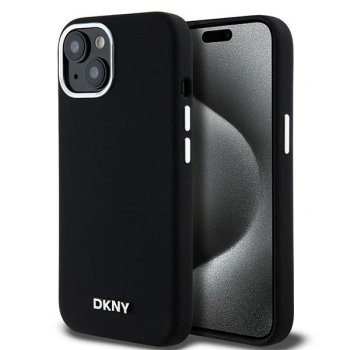 Apple iPhone 14 6.1'' DKNY Liquid Silicone Small Metal Logo MagSafe Case Cover, Black